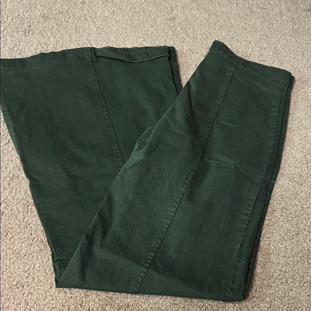 Flying Tomato Dark Green trouser wide leg stretchy pants.